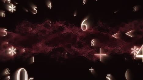 animación de fórmulas matemáticas y números que se mueven sobre un fondo negro