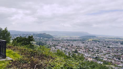 stirling, scotland, view from the william wallace monument. the camera pans from left to right