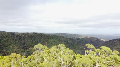 view of rolling hills and city in background with plenty of trees and bush