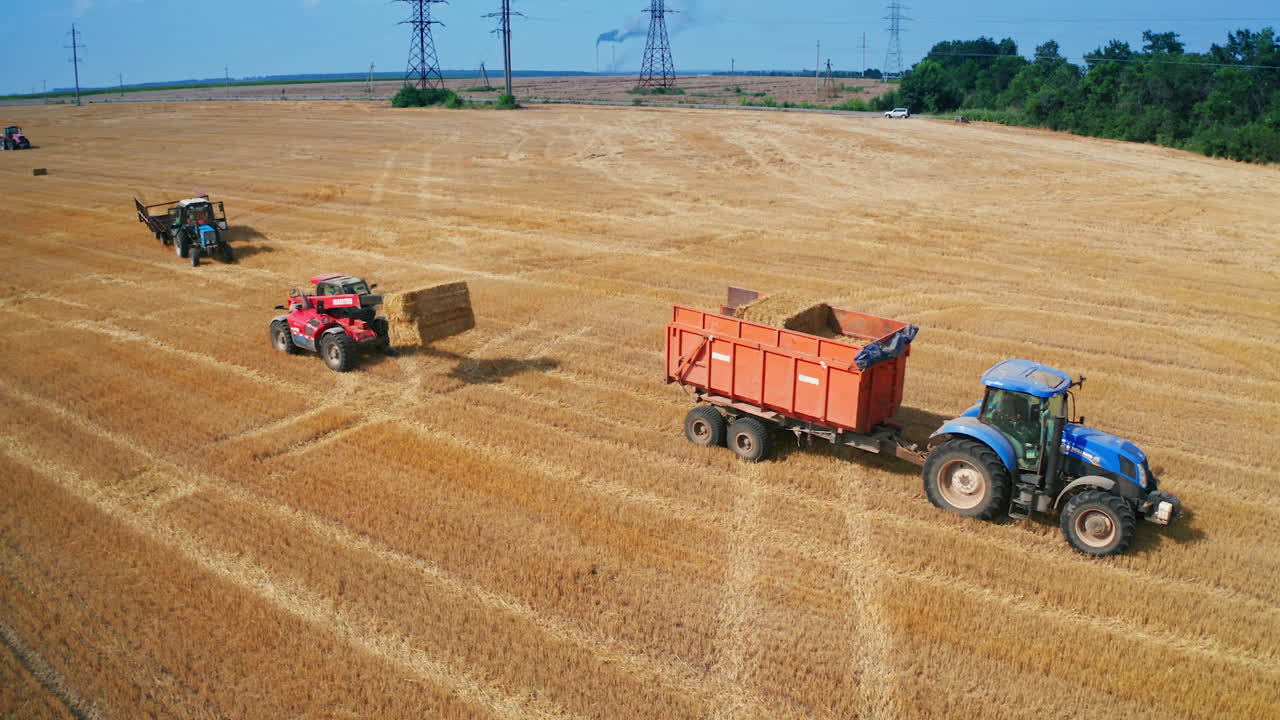 Harvesting Hay in a Field