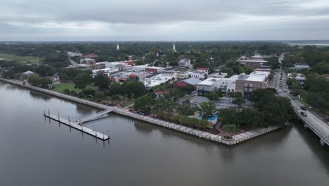 aerial pullout over bridge in beaufort sc, south carolina