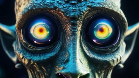 un primer plano de los ojos de una criatura alienígena.