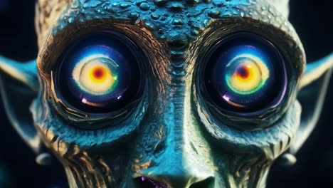 close-up of an alien creature's eyes