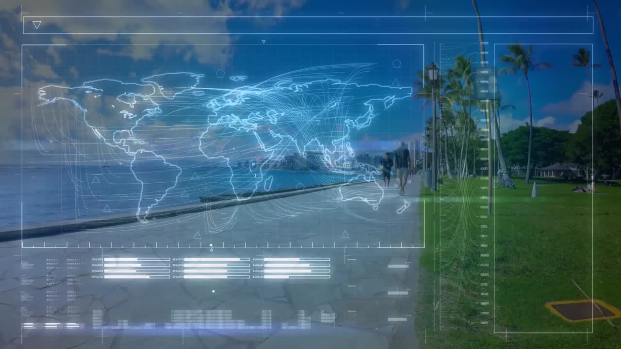 animación del procesamiento de datos sobre el hombre apto corriendo