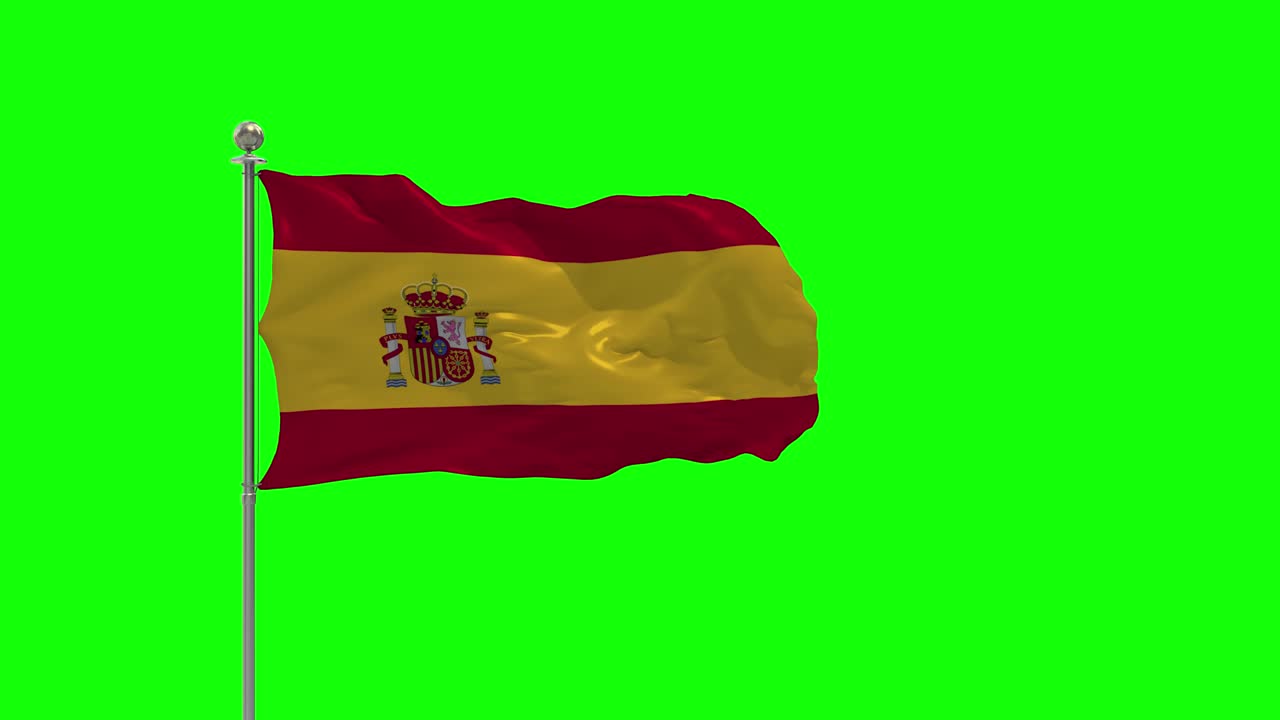 ilustración 3d de la bandera ondeando en un poste con croma