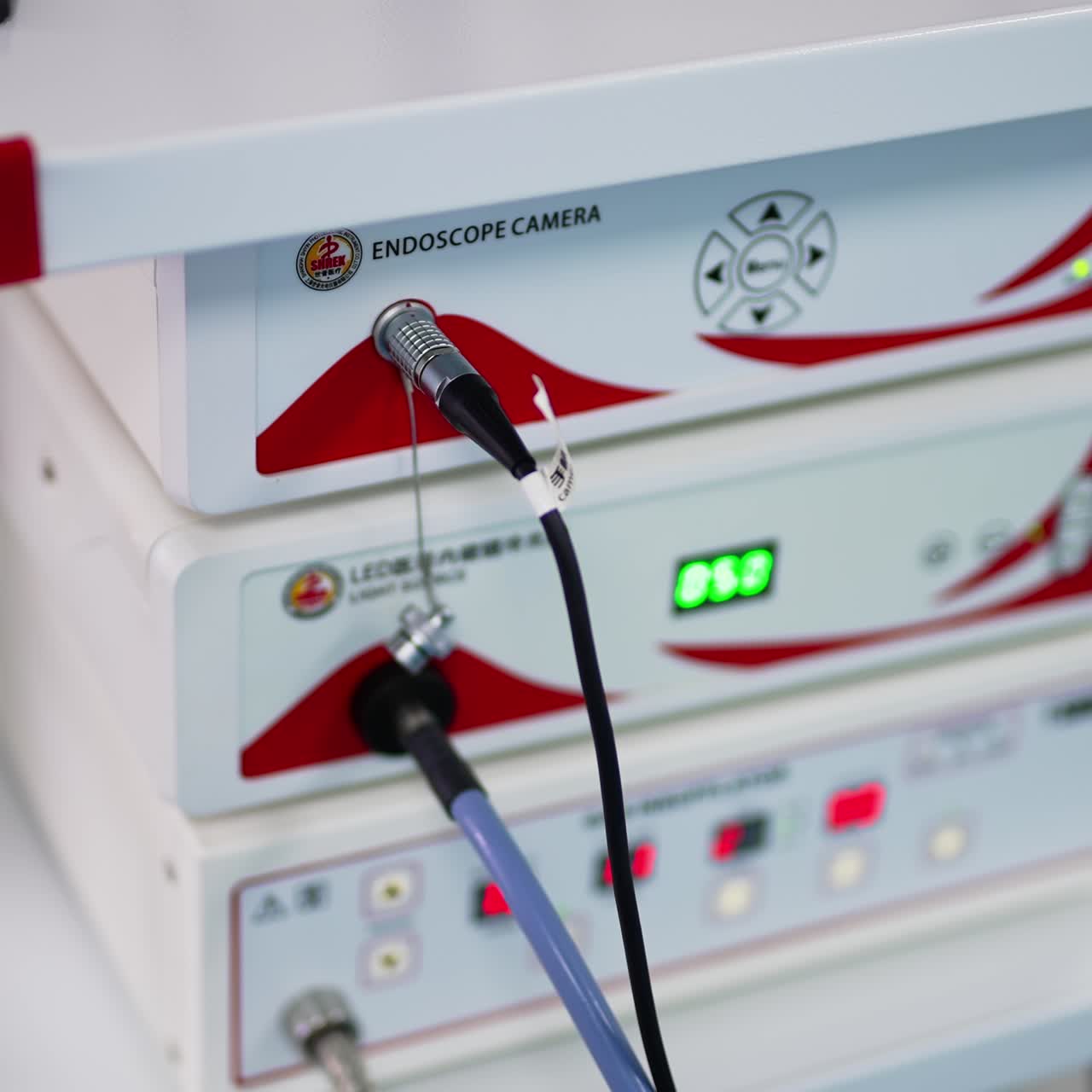 Present day equipment in the modern surgery theatre. Advanced apparatus for conducting operations. Close up