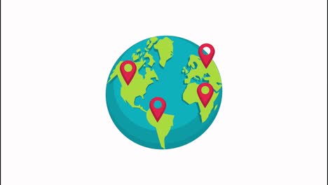 delivery logistic service with earth planet and pins location