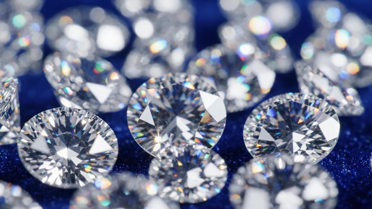 Uma Coleção Deslumbrante de Diamantes Brilhantes Capturada em Close-up em um Fundo Deslumbrante, Exibindo Seu Brilho e Perfeição de Lapidação.