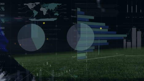 Animation-of-financial-data-processing-over-football-player-kicking-ball