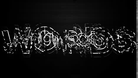 Animation of words high score with glitch flickering on black background