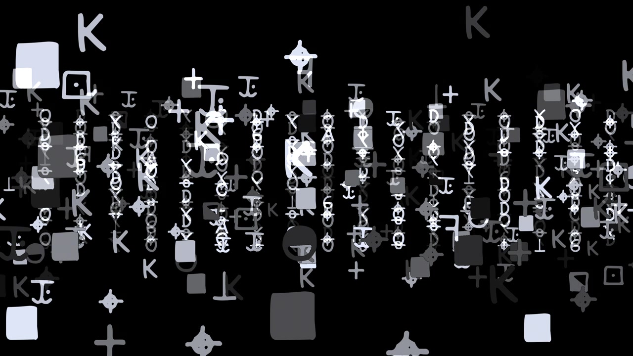 Intricate typographic stream of cryptic symbols, cipher keys, and esoteric zodiac codes. Excellent for true crime documentaries, historical thrillers, and mystery overlays.