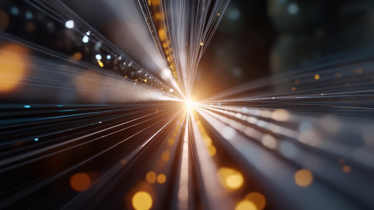 Golden Light Rays and Data Flowing in Abstract Digital Space