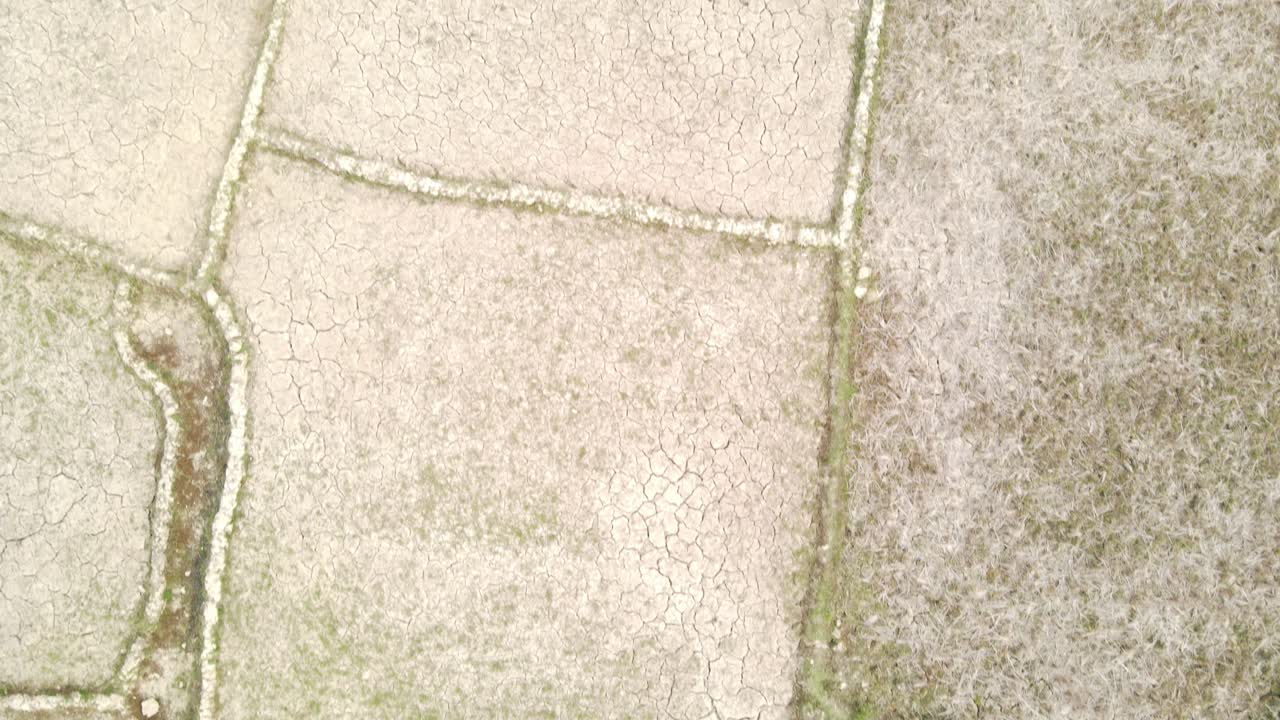 antena aérea de tierras de cultivo secas agrietadas en bangladesh, movimiento hacia adelante