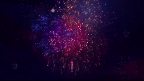fuegos artificiales espectaculares desde un fondo de bucle de exhibición de fuegos artificiales profesional