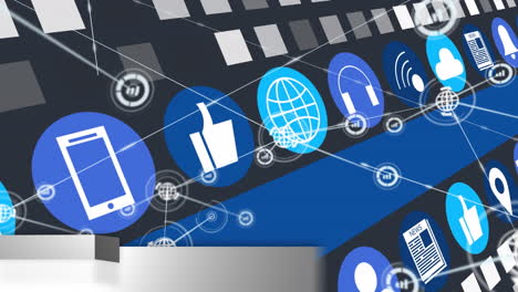 animazione di testo di notizie false, globo, elaborazione dei dati e rete di connessioni