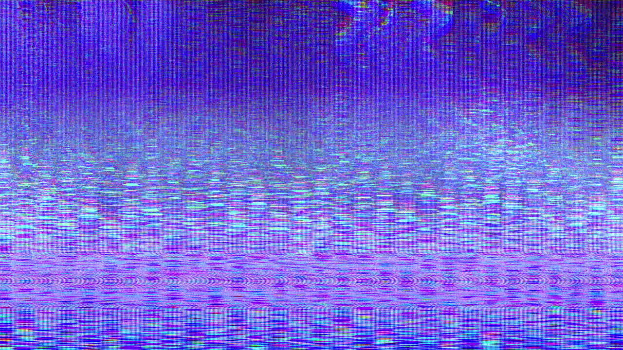 Digital Glitch Effect with Blue and Purple Static Noise