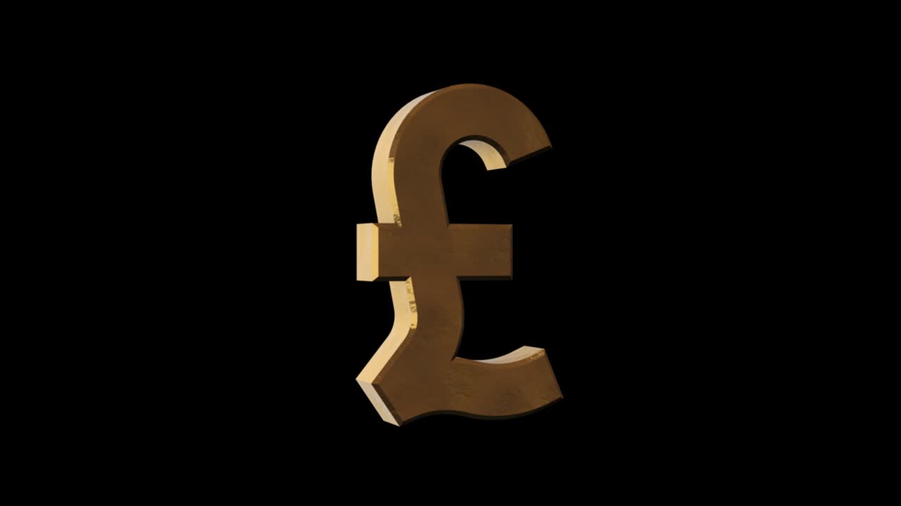 Pound Sterling sign golden and rusty. Transparent background