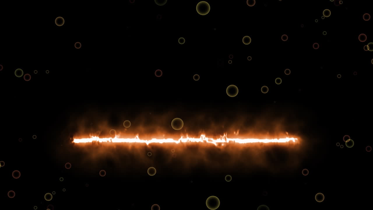 animación de línea con fuego sobre círculos sobre fondo negro