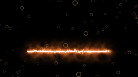 Animation of line with fire over circles on black background