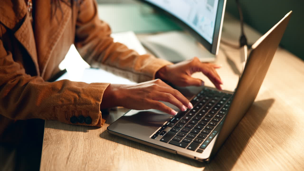 Woman working on a laptop