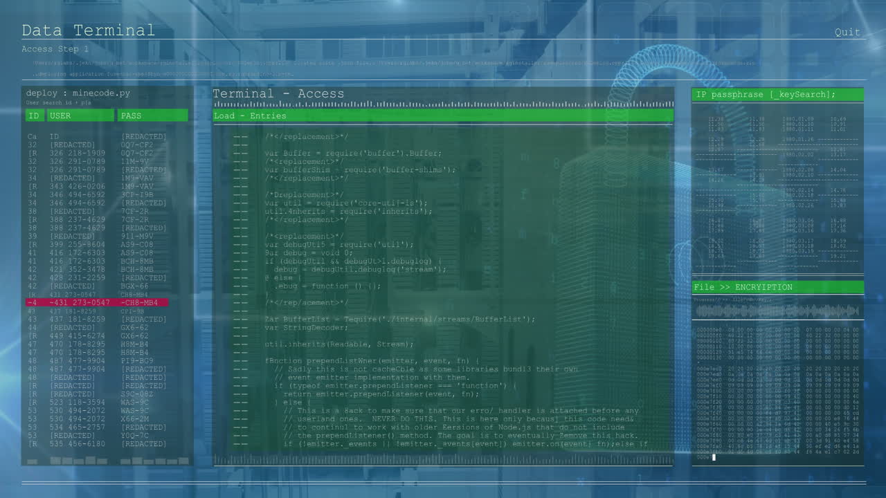 animación de pantallas con procesamiento de datos a través de servidores informáticos