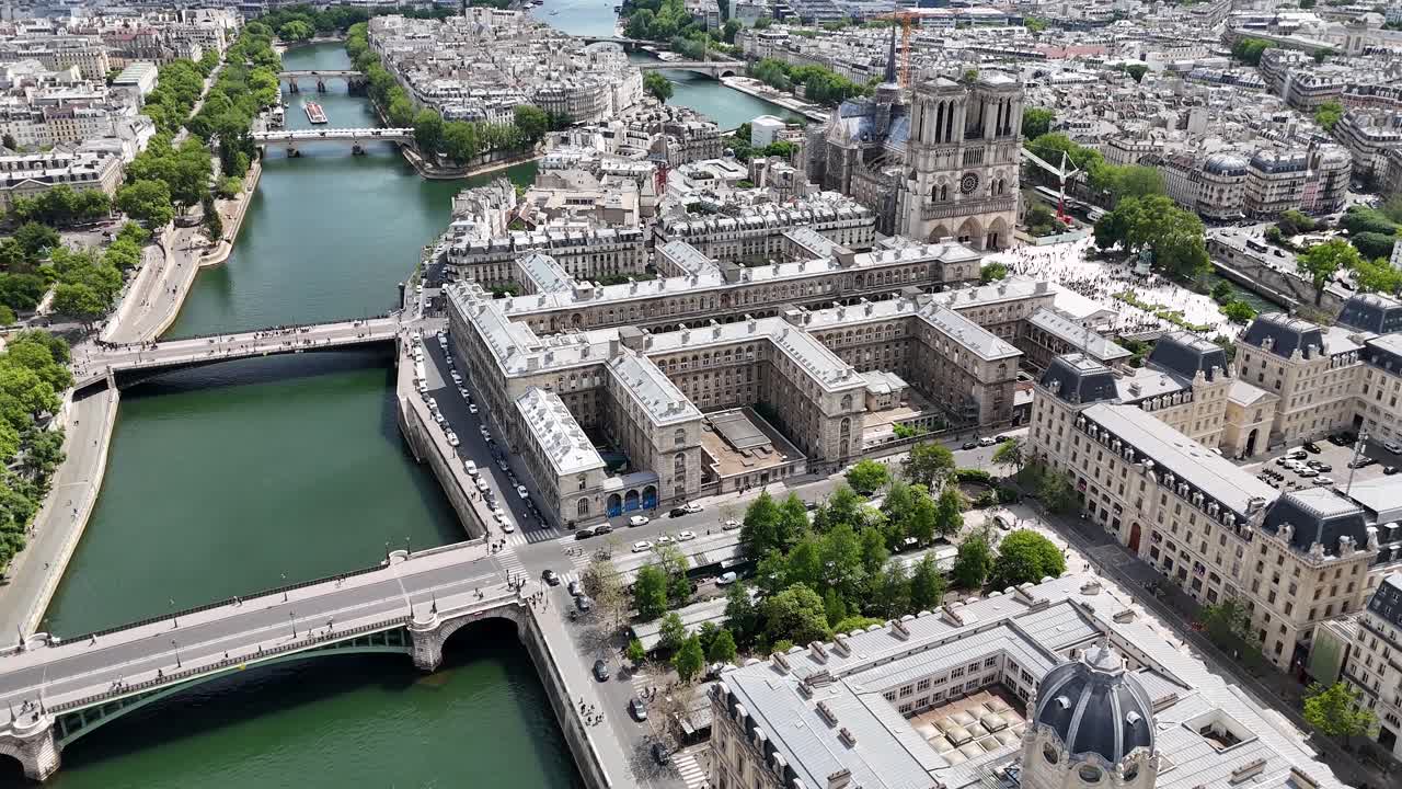 Paris Skyline At Paris In France Island France. Beautiful Seine River. Notre Dame Church Skyline. Paris Skyline At Paris In France Island France. Downtown Cityscape. French Capital City