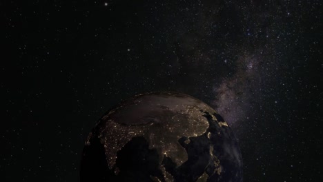 planet earth world globe space milky way rotating stars universe science geography sun light city lights timelapse
