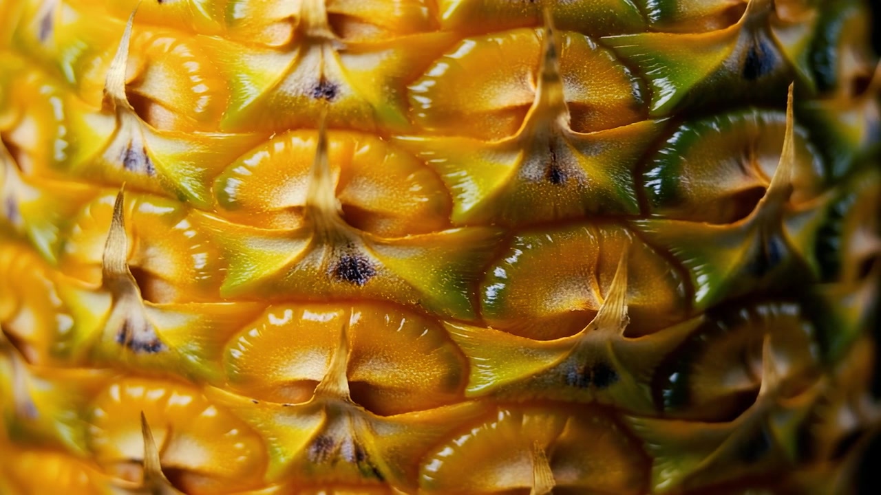 Extreme Close-up of Ripe Pineapple Skin Texture