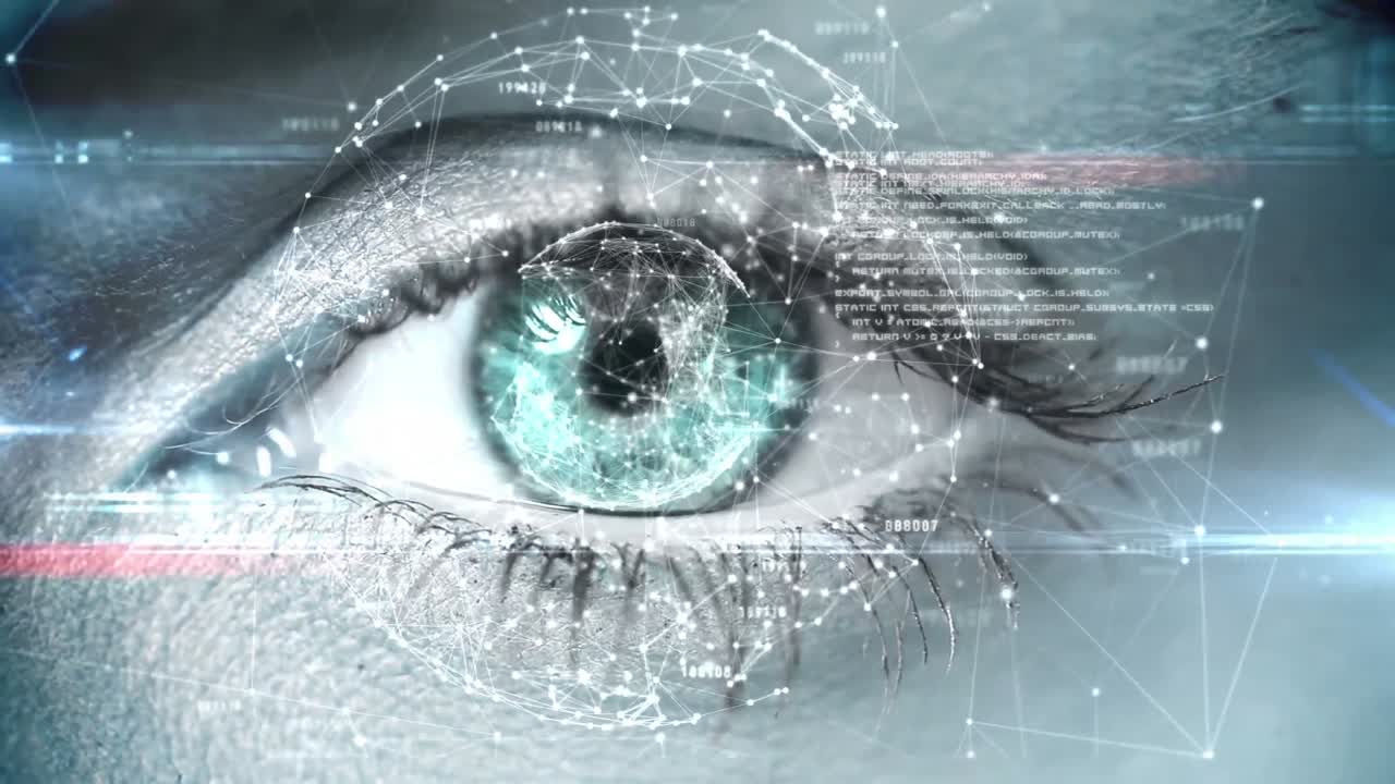 ojo parpadeante con interfaz tecnológica