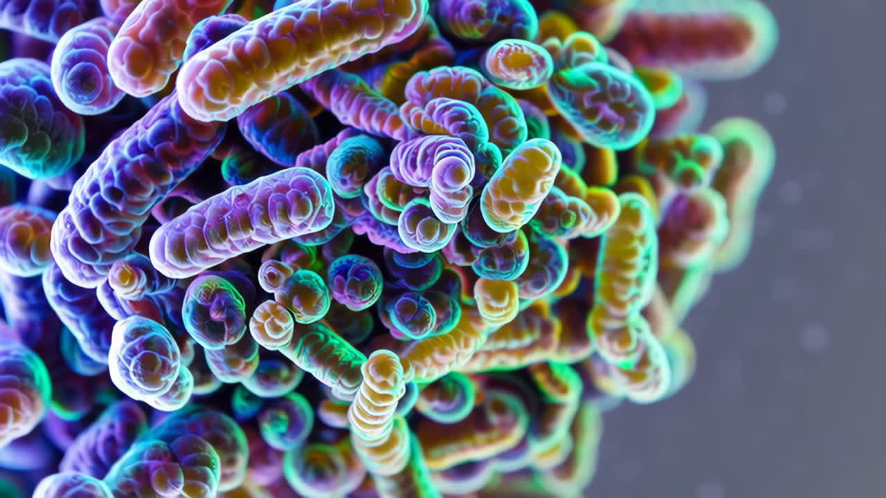 Vibrant Microorganisms Under a Microscope