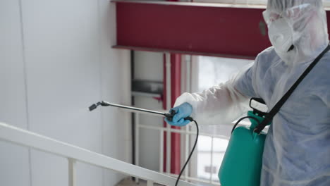 disinfection of a building stairwell