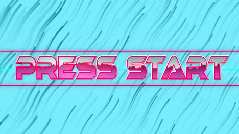 animation of press start text over neon lines and pattern background