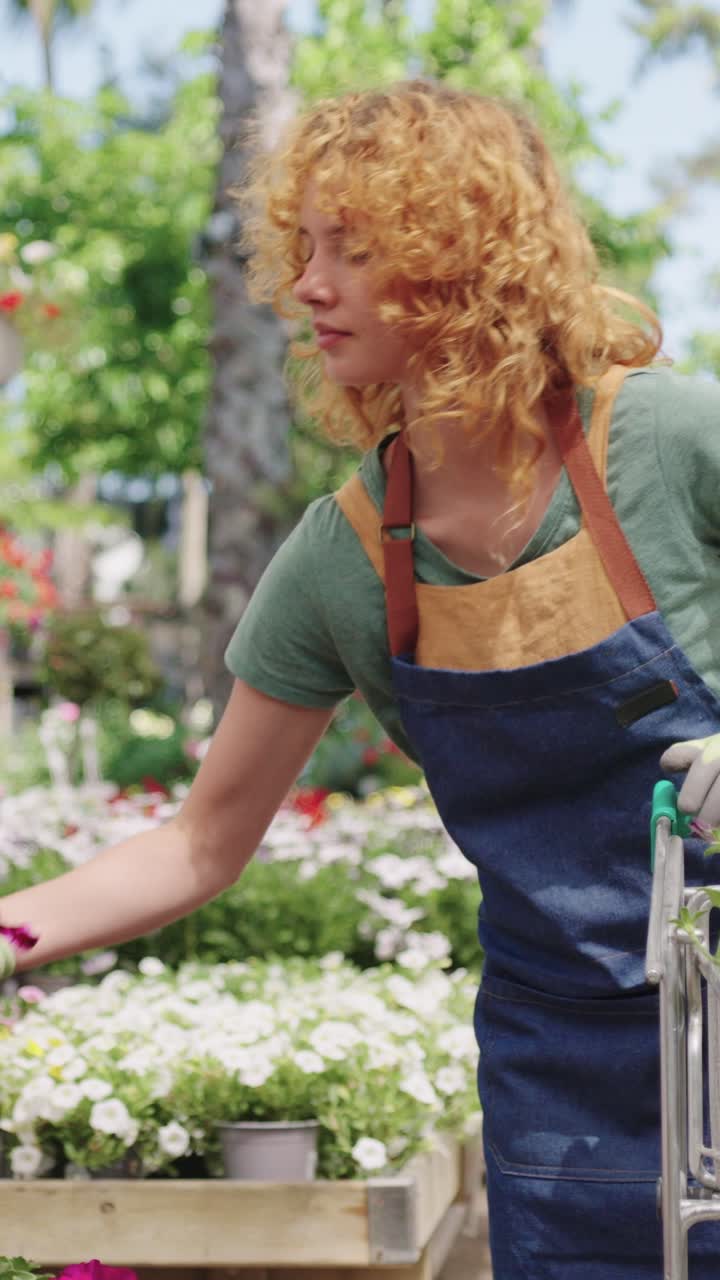 Woman working in a garden center