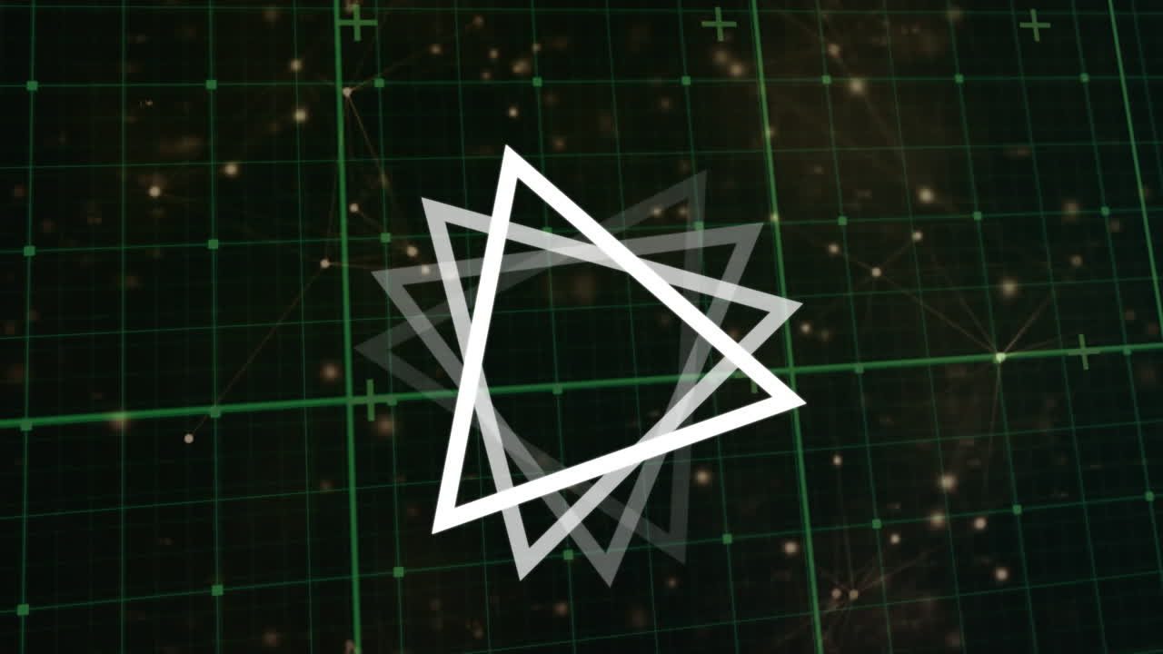 반 ⁇ 이는 반점이 있는 연결망 위에 회전하는 삼각형의 애니메이션