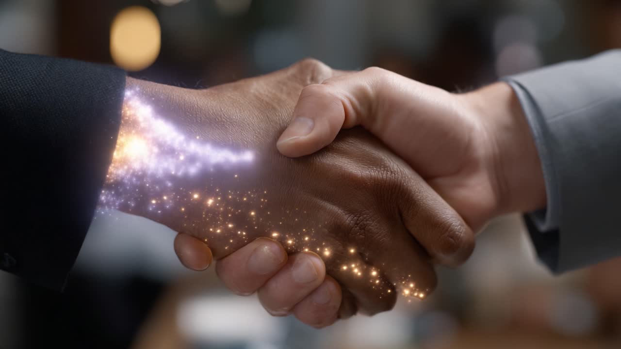 A Creative Representation of Unity and Collaboration Through a Handshake, Symbolizing Trust, Partnership, and Growth Between Two Individuals in a Professional Setting