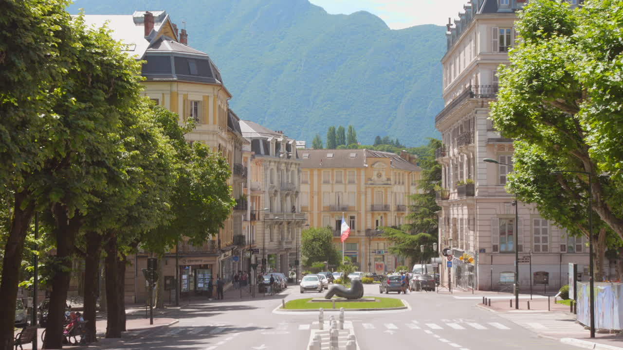 Beautiful Summer Day in a French Town in the Alps