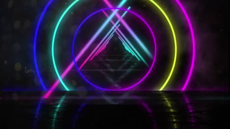 Animation-of-neon-shapes-over-black-background