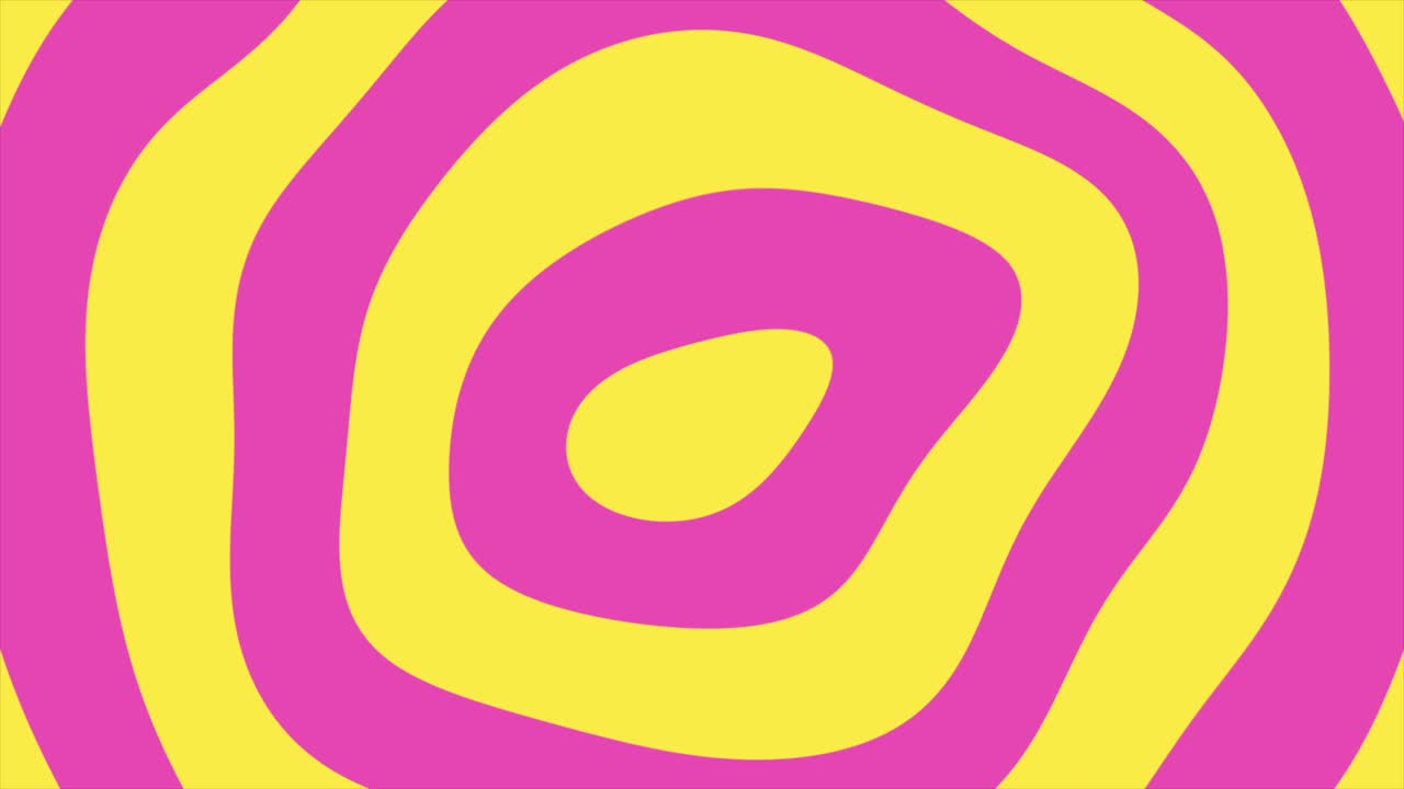 Loop di un motivo concentrico ondulato psichedelico rosa e giallo