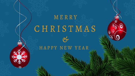 Animation-of-merry-christmas-and-happy-new-year-text-over-baubles