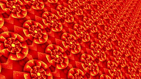 animated hypnotic psychedelic mandala yellow red gradient circle pattern like flower abstract futuristic fashion repeating endless background seamless loop. 4k 3d rendering with blurred dept of field.