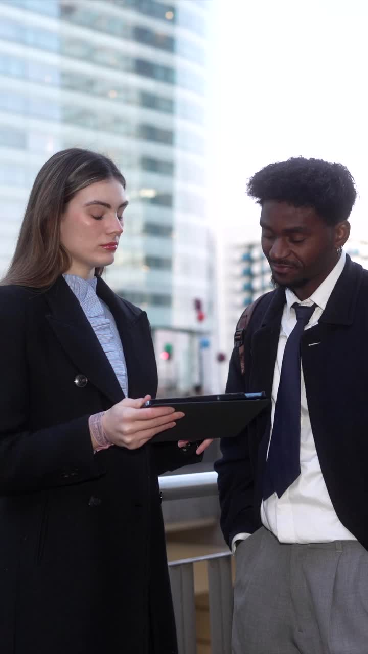 Business meeting in an urban setting
