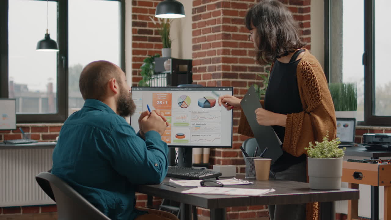 Office meeting and data analysis