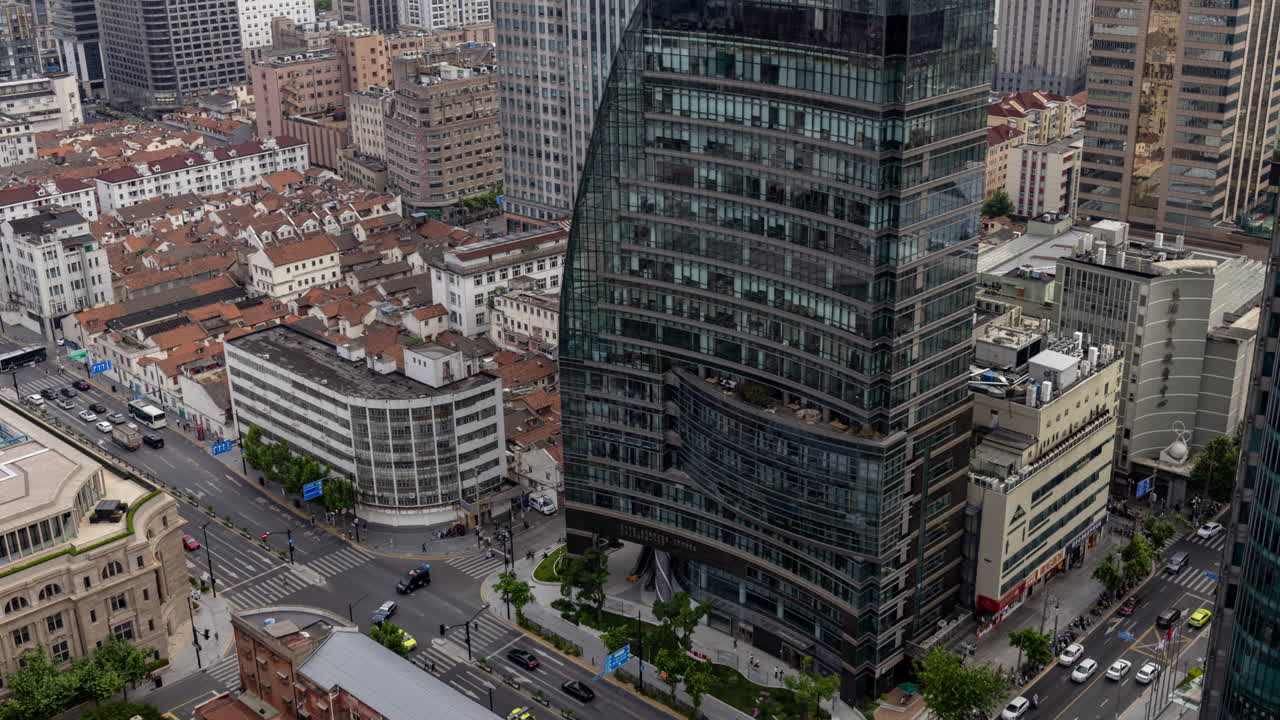 Timelapse of the Shanghai city skyline from a high vantage point