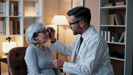 doctor examining senior patient