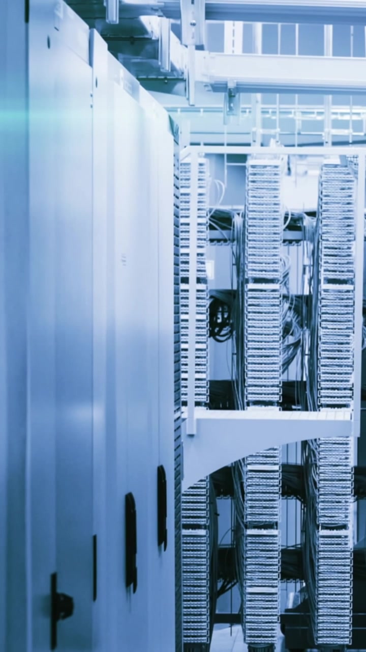 Animation of shapes moving over server room