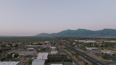 aerial footage of a road in southern arizona in the morning next to the mexican border