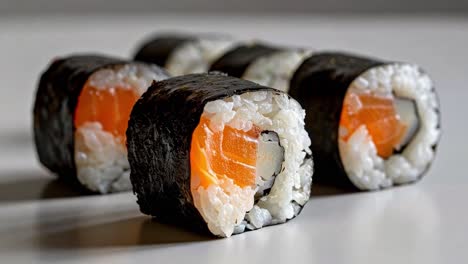 fresh salmon maki sushi rolls