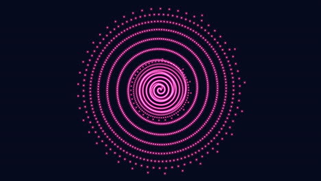 dynamic pink spiral mesmerizing circular pattern with moving dots on black