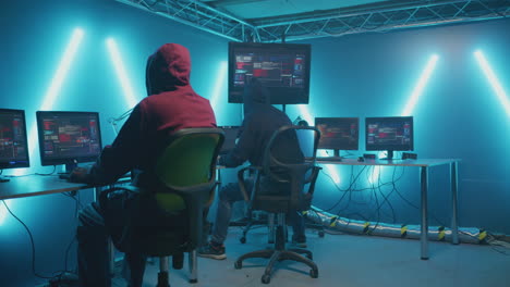 hidden entrance and hackers in a cyber security room