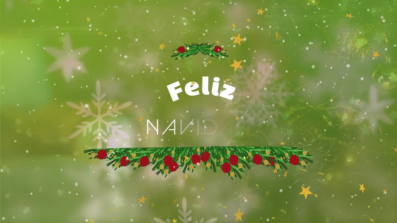 animación de feliz navidad texto sobre la nieve que cae